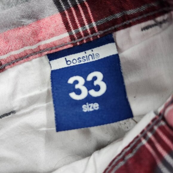 Bossini Shorts Men's Size 33 Plaid 2 Pairs Blue Red White Reversable Chono Class - Picture 11 of 13